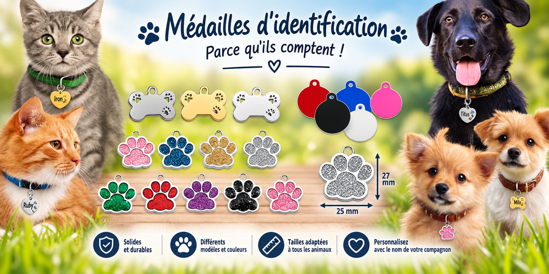Médaille personnalisable pour chien ou chat